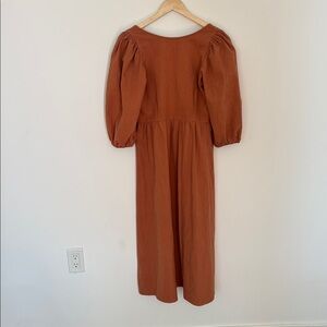 Rachel Pally linen canvas Roma dress in Terra cotta orange brown XS